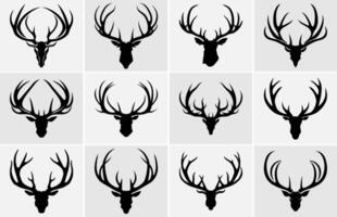 Silhouette of deer antler-vector, Deer animal icon vector illustration.