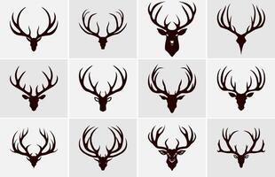 Silhouette of deer antler-vector, Deer animal icon vector illustration.