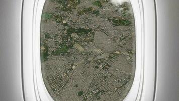 satélite Bangalore mapa antecedentes bucle. hilado alrededor India ciudad avión cabina aire imágenes. sin costura panorama moscas terminado terreno fondo. avión salón pasajero asiento ventana vista. video