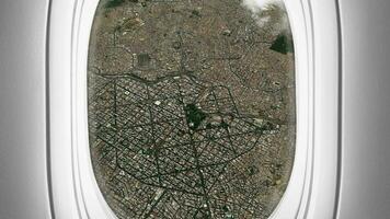 satellit belo horizonte Karta bakgrund slinga. spinning runt om Brasilien stad plan stuga luft antal fot. sömlös panorama flugor över terräng bakgrund. flygplan salong passagerare sittplats fönster se. video
