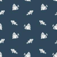 Cute hand drawn fish seamless pattern vector