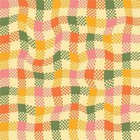 Groovy wavy plaid retro seamless pattern background vector