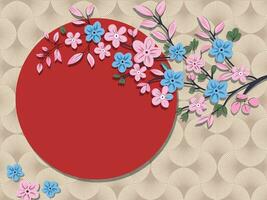 japonés antecedentes con Cereza florecer sakura y tradicional elementos vector