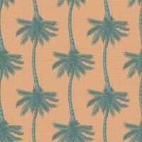 Hand drawn palm tree pattern on texture background vector