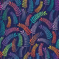 Vibrant colorful leaves seamless pattern on dark background vector