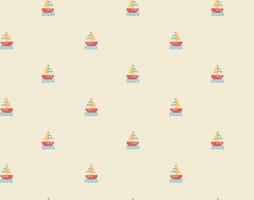 Hand drawn colorful small sailboat seamless pattern vector