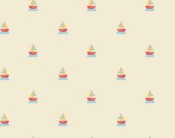 Hand drawn colorful small sailboat seamless pattern vector