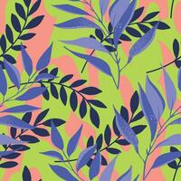 Vibrant hand drawn abstract leaves retro seamless pattern vector