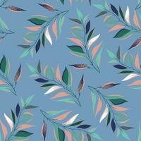 Modern hand drawn tropical leaves seamless pattern vector