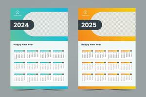 2024 y 2025 pared calendario diseño modelo. escritorio calendario vector para corporativo