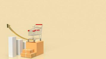 The  Shipping box and chart for shopping online or transport concept 3d rendering. photo
