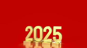 The gold number 2025 for Business concept 3d rendering. photo