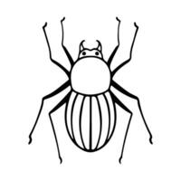 Hand-Drawn Insect Doodle Illustration. Insect or Bug Cartoon In Line Style Isolated In White Background. Insect Cartoon for Coloring Book vector