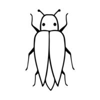 dibujado a mano insecto garabatear ilustración. insecto o error dibujos animados en línea estilo aislado en blanco antecedentes. insecto dibujos animados para colorante libro vector