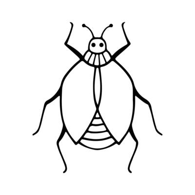 Hand-Drawn Insect Doodle Illustration. Insect or Bug Cartoon In Line Style Isolated In White Background. Insect Cartoon for Coloring Book