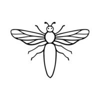 Hand-Drawn Insect Doodle Illustration. Insect or Bug Cartoon In Line Style Isolated In White Background. Insect Cartoon for Coloring Book vector