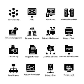 System and Networks Glyph Vector Icons
