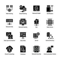 Computer Storage Glyph Vector Icons