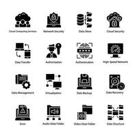 Data Hosting Glyph Vector Icons