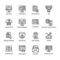 Computer and Networks Hosting Line Vector Icons