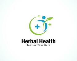 herbario salud naturaleza logo creativo salir personas adn logo creativo más símbolo salud médico vector