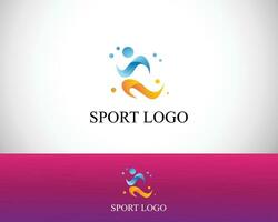 sport logo creative design abstract people run man athletic vector