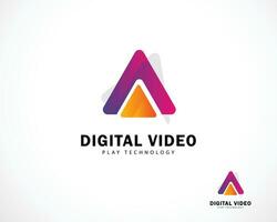 digital vídeo logo resumen creativo color degradado triángulo diseño moderno flecha vector