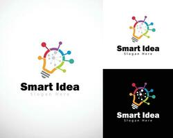 smart idea logo creative bulb connect design concept innovation brain technology network vector