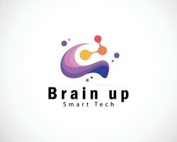 brain logo creative color connect lab molecule smart design concept tech science vector