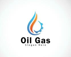 gas y petróleo logo modelo diseño, símbolo, icono agua soltar engranaje vector