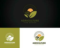 agricultura logo creativo granja diseño concepto circulo naturaleza orgánico vector