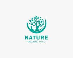 naturaleza logo árbol creativo cuidado logo diseño concepto vector