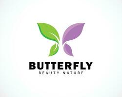 beauty nature butterfly logo creative symbol icon leave design vector