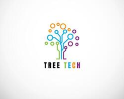 tree tech logo creative system digital connect logo design vector