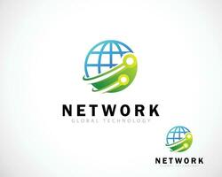 world tech logo creative network connect design concept global vector