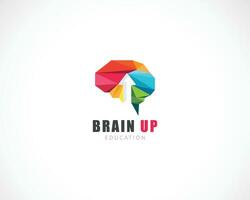 cerebro arriba logo creativo concepto píxel flecha negocio vector