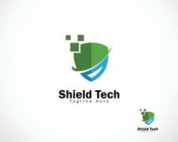 shield technology logo creative idea secure icon design protect vector