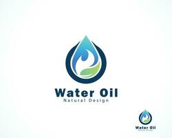 agua petróleo logo creativo naturaleza salir fuego diseño concepto negocio vector