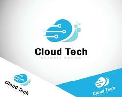 cloud tech logo creative technology network connect icon design digital vector