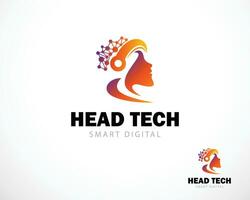 head tech logo creative smart brain idea design concept technology connect network vector