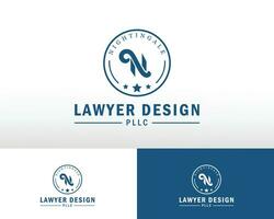 lawyer logo creative emblem design letter N vector