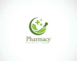 farmacia logo creativo naturaleza cuidado hoja ilustración diseño firmar símbolo médico vector