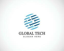 global tech logo creative design concept circle system connect vector