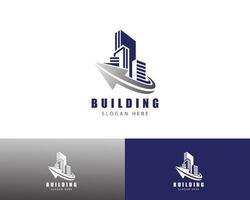 building logo creative up construction finance city real estate care vector