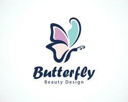 mariposa logo creativo icono animal belleza diseño vector color plano