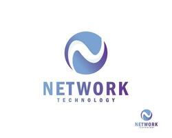 network logo creative design concept globe connect world technology digital vector