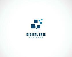 digital tree logo creative concept education technology icon vector