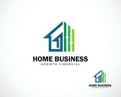 hogar negocio logo creativo crecimiento edificio diseño concepto flecha arriba vector