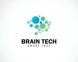 brain tech logo creative connect smart idea science molecule network innovation vector