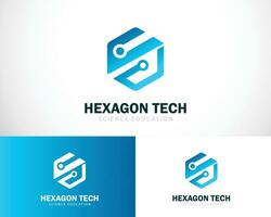 hexagon tech logo creative science connect education lab molecule network vector